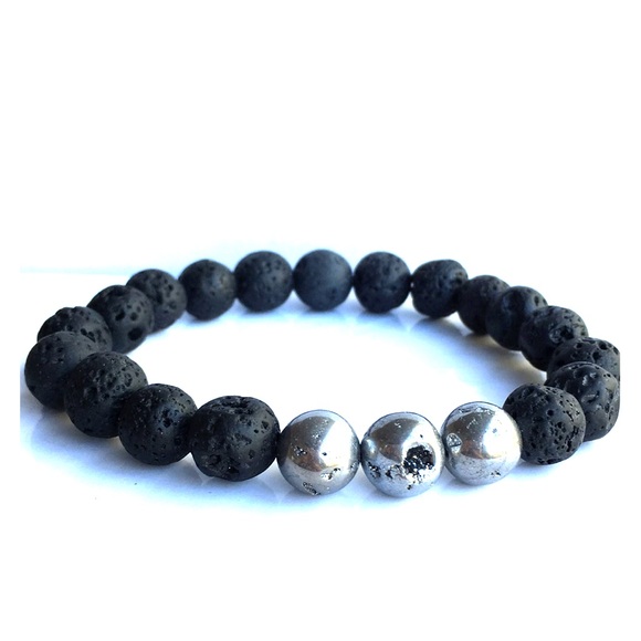 Stretch Bracelet Agate Lava Stone Beads - Picture 3 of 3